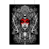Mystic Warrior Goddess Poster Museum-Quality Wall Art Print Sacred Feminine Energy Gothic Tribal Line Design Perfect for Home Decor Studios Meditation Corners and Art Lovers