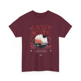 Landscape Unisex Heavy Cotton Tee Graphic T Shirt Black Nature Inspired Abstract Mountain Design Modern Streetwear Outdoor Adventure Artistic Fashion Outfit