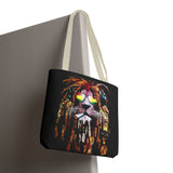Rasta Lion Eco Tote Bag Vibrant Reggae Inspired Artistic Lion with Headphones Jamaican Island Style Bold Art Print Durable Cotton Canvas Bag for Music Lovers Travel or Daily Use by KLASSORO