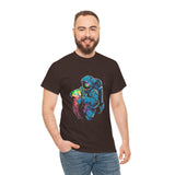Galactic Dream Astronaut Neon Art Unisex Heavy Cotton Tee Bold Cosmic Streetwear Graphic T Shirt Vibrant Space Design Comfortable Classic Fit Everyday Wear Perfect Gift for Sci Fi Lovers and Creative Minds