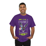 The Charmer Unisex Heavy Cotton Tee Futuristic Butterfly Graphic Streetwear Neon Cyber Aesthetic Artistic Fashion Statement T Shirt