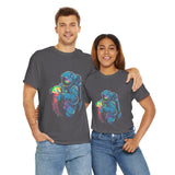 Galactic Dream Astronaut Neon Art Unisex Heavy Cotton Tee Bold Cosmic Streetwear Graphic T Shirt Vibrant Space Design Comfortable Classic Fit Everyday Wear Perfect Gift for Sci Fi Lovers and Creative Minds