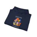 Blooms Person Unisex Heavy Blend Hooded Sweatshirt Graphic Hoodie Black Abstract Colorful Floral Head Artistic Streetwear Modern Creative Futuristic Fashion Outfit