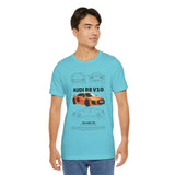 Orange Mid Engine Supercar Blueprint Artwork Unisex Heavy Cotton Tee High Performance Inspired Streetwear Graphic Shirt For Car Enthusiasts And Automotive Art Fans