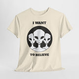 Unisex I Want To Believe Alien T Shirt Vintage UFO Graphic Tee Extraterrestrial Space Themed Sci Fi Paranormal Conspiracy Inspired Streetwear Top