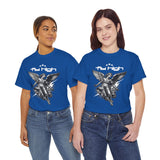 Fly High Angel Design Unisex Heavy Cotton Tee Streetwear Graphic T Shirt Spiritual Guardian Winged Warrior Style