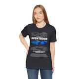 Aventador Blue Hypercar Blueprint Unisex Heavy Cotton Tee High Performance Streetwear Design for Car Enthusiasts Racers and Speed Lovers