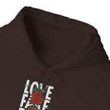 Love Fake Friendship Rose Graphic Hoodie Comfortable Unisex Sweatshirt Bold Statement Streetwear Pullover Empowering Artistic Floral Design for Self Expression Perfect Gift for Friends Birthdays Parties Cozy Days Casual Wear