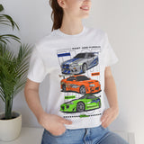 Street Racing Trio JDM Cars Graphic Unisex Heavy Cotton Tee for Drift Fans Performance Lovers and Streetwear Enthusiasts