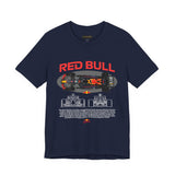 Formula One Style Open Wheel Racing Car Overhead Graphic Unisex Tee Motorsport Performance Streetwear Inspired By Red Bull Racing Colors High Speed Track Culture Design For Racing Fans