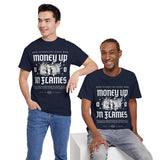 Money Up In Flames Unisex Heavy Cotton Tee Graphic T Shirt Black Streetwear Bold Money Graphic Fire Design Hustler Entrepreneur Alpha Mindset Wealth Fashion