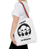 I Want To Believe Alien Tote Bag Sci Fi UFO Extraterrestrial Design Canvas Bag Space Mystery Reusable Eco Friendly Durable Shopping Travel Tote