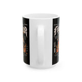 Fighter Resilience Victorious Flame Statue Graphic Ceramic Mug Unisex Motivational Coffee Tea Cup Streetwear Inspired Drinkware