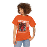 Heart Flower Graphic Unisex Heavy Cotton Tee Comfortable Streetwear T Shirt Bold Red and Black Floral Heart Design Symbol of Love Strength and Vitality Perfect Gift for Friends Birthdays and Casual Everyday Wear