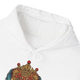 Unisex Balinese Barong Mask Hoodie Heavy Blend Pullover Sweatshirt Tribal Cultural Warrior Spirit Inspired Mythical Festival Graphic Streetwear