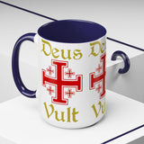 Deus Vult Accent Coffee Mug 11oz 15oz Red Cross Knight Crusader Ceramic Cup Bold Medieval Design Christian Symbol Faith Inspired Coffee Tea Gift Drinkware