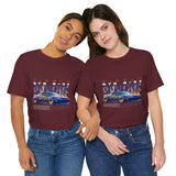 Blue Flame Street Racing Car Graphic Unisex Heavy Cotton Tee Bold Drift Style Automotive Streetwear Shirt