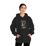 The Charmer Unisex Heavy Blend Hooded Sweatshirt Futuristic Butterfly Neon Cyber Aesthetic Graphic Hoodie Streetwear Fashion Statement