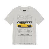 Yellow High Performance Sports Coupe Blueprint Art Unisex Heavy Cotton Tee Premium Streetwear For Car Enthusiasts Gearheads And Collectors