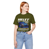 Bullet Blue Street Racing Artwork Unisex Heavy Cotton Tee High Performance Inspired Graphic Shirt For Car Lovers And Urban Streetwear Fans