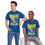 Praise Angel Statue Graphic Unisex Heavy Cotton Tee Spiritual Gothic Streetwear T-Shirt