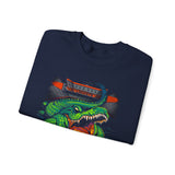 Beast Of The Stadium Unisex Crewneck Sweatshirt Heavy Fleece Blend Neon Crocodile Power Design Electric Green Reptile Streetwear Bold Statement Fashion For Cold-Season Trendsetters