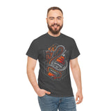 Inferno Spirit Fiery Dragon Whiskey Bottle Unisex Heavy Cotton Tee Bold Biker Streetwear Artistic Snake Flame Design Symbol of Power Energy and Rebellion Graphic Shirt