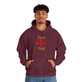 Unisex Deus Vult Hoodie Medieval Crusader Cross Heavy Blend Hooded Sweatshirt Warrior Knight Inspired Vintage Christian Symbol Streetwear