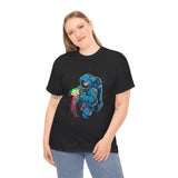Galactic Dream Astronaut Neon Art Unisex Heavy Cotton Tee Bold Cosmic Streetwear Graphic T Shirt Vibrant Space Design Comfortable Classic Fit Everyday Wear Perfect Gift for Sci Fi Lovers and Creative Minds