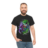 Vibrant Comic-Symbiotic Madness Unisex Heavy Cotton Tee Bold Gothic Streetwear Dark Psychological Art Design Intense Graphic Statement Shirt for Visionaries and Creators