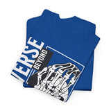 Universe Beyond The Cosmos Unisex Heavy Cotton Tee Graphic Black T Shirt Skeleton Hand Space Infinity Streetwear Futuristic Sci Fi Artistic Fashion Outfit