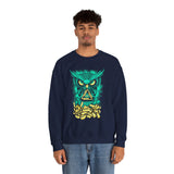 The Watcher Owl All Seeing Wisdom Unisex Heavy Blend Crewneck Sweatshirt Neon Mystic Streetwear Sweatshirt With Geometric Owl Symbol Futuristic Glow Design For Visionaries Creators And Spiritual Thinkers