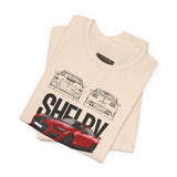 Red High Performance Muscle Coupe Blueprint Unisex Heavy Cotton Tee Retro Car Art Streetwear Gift for Gearheads Daily Wear Car Lovers Apparel