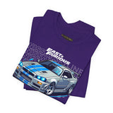 Nissan Skyline GT R R34 Inspired Illustrated JDM Racing Car Graphic T Shirt Iconic Japanese Performance Street Racing Culture Automotive Streetwear Gift For Car Enthusiasts