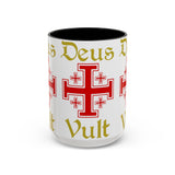 Deus Vult Accent Coffee Mug 11oz 15oz Red Cross Knight Crusader Ceramic Cup Bold Medieval Design Christian Symbol Faith Inspired Coffee Tea Gift Drinkware