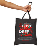 Love Yourself Deep Cotton Canvas Tote Bag Self Love Graphic Reusable Shopping Bag Rose Motivational Quote Positive Affirmation Eco Friendly Fashion Empowerment Accessory
