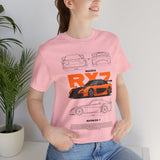 Orange Retro JDM Inspired Sports Coupe Blueprint Unisex Heavy Cotton Tee Street Racing Art Shirt for Car Lovers Daily Wear