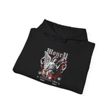 Money Bright Unisex Heavy Blend Hooded Sweatshirt Angel Statue Graphic Gothic Streetwear Red Neon Aesthetic Artistic Fashion Hoodie