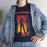 The Silent Stalker Unisex Heavy Cotton Tee Retro Horror Graphic Shirt Halloween Streetwear Creepy Night Design for Fall Parties and Dark Aesthetic Lovers