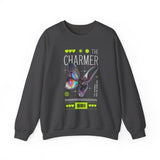 The Charmer Unisex Heavy Blend Crewneck Sweatshirt Futuristic Butterfly Neon Cyber Aesthetic Graphic Pullover Streetwear Fashion