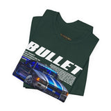 Bullet Blue Street Racing Artwork Unisex Heavy Cotton Tee High Performance Inspired Graphic Shirt For Car Lovers And Urban Streetwear Fans