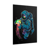 Galactic Dream Astronaut Neon Art Matte Vertical Poster Futuristic Space Wall Art Vibrant Cosmic Print Premium Home Decor for Sci Fi Lovers Creative Studios and Modern Interiors