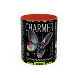 The Charmer Butterfly Accent Coffee Mug 11oz 15oz Black Two Tone Ceramic Cup Aesthetic Iridescent Butterfly Design Gift for Coffee Lovers