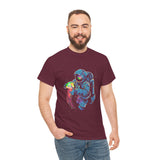Galactic Dream Astronaut Neon Art Unisex Heavy Cotton Tee Bold Cosmic Streetwear Graphic T Shirt Vibrant Space Design Comfortable Classic Fit Everyday Wear Perfect Gift for Sci Fi Lovers and Creative Minds