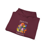 Blooms Person Unisex Heavy Blend Hooded Sweatshirt Graphic Hoodie Black Abstract Colorful Floral Head Artistic Streetwear Modern Creative Futuristic Fashion Outfit