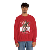 Bloom Stronger Floral Graphic Crewneck Comfortable Unisex Sweatshirt Motivational Streetwear Inspirational Empowerment Design for Self Growth Resilience Perfect Gift for Friends Birthdays Cozy Days Casual Wear