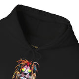 Rasta Lion Unisex Heavy Blend Hooded Sweatshirt Reggae Inspired Bold Lion Headphones Design Vibrant Jamaican Streetwear Hoodie Symbol of Strength Rhythm and Freedom