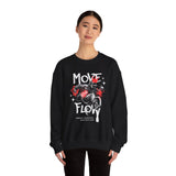Move With Flow Breakdance Graphic Unisex Heavy Blend Crewneck Sweatshirt Hip Hop Streetwear Dance Rhythm Pullover