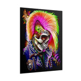Calavera Punk Skull Matte Vertical Poster Vibrant Neon Gothic Wall Art Punk Rock Decor For Tattoo Studios Music Lovers Halloween Festival Rooms And Alternative Art Collectors