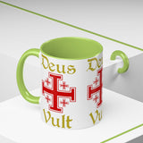 Deus Vult Accent Coffee Mug 11oz 15oz Red Cross Knight Crusader Ceramic Cup Bold Medieval Design Christian Symbol Faith Inspired Coffee Tea Gift Drinkware